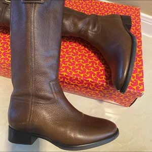 Tory Burch Julian Leather boot. Worn once Excellent condition, no scratches.
